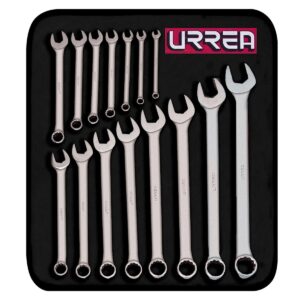 Juego de 15 llaves combinadas satinadas métricas Urrea 1200FMA