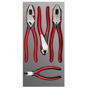 Juego de pinzas de electricista con bandeja laminada, 4 piezas, Urrea CH126L