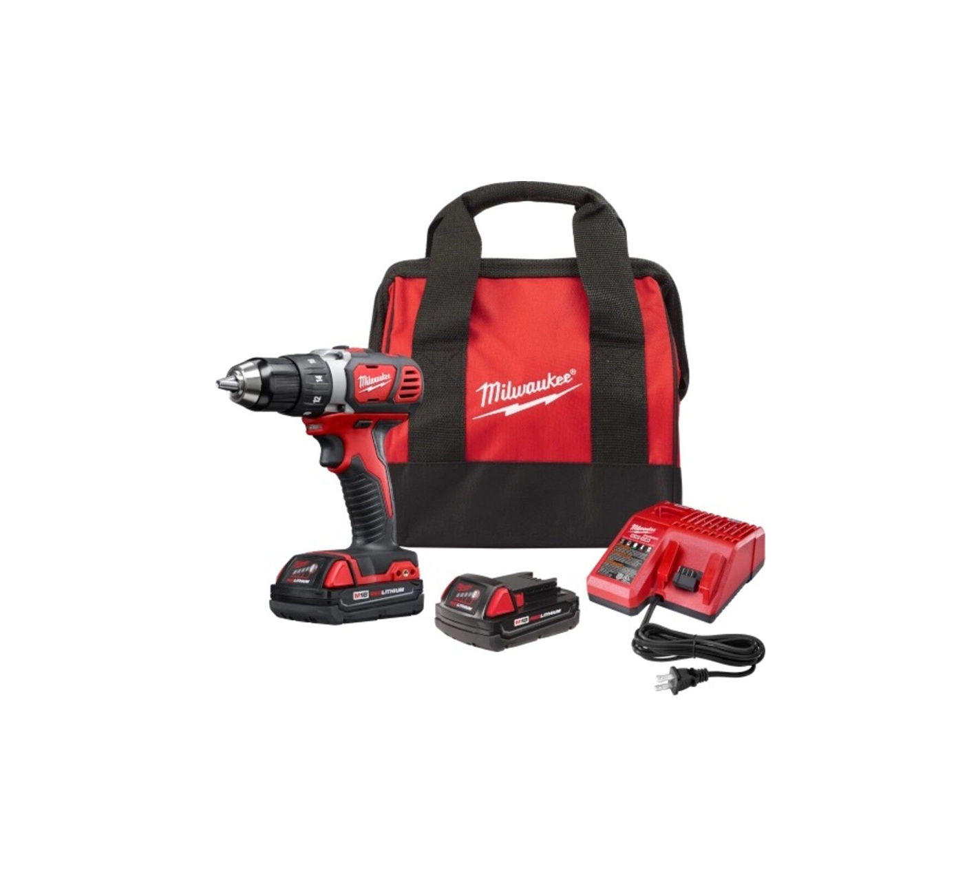 Kit de taladro atornillador compacto Milwaukee M18 de 1/2 pulgada con baterías compactas. 2606-22CT Milwaukee