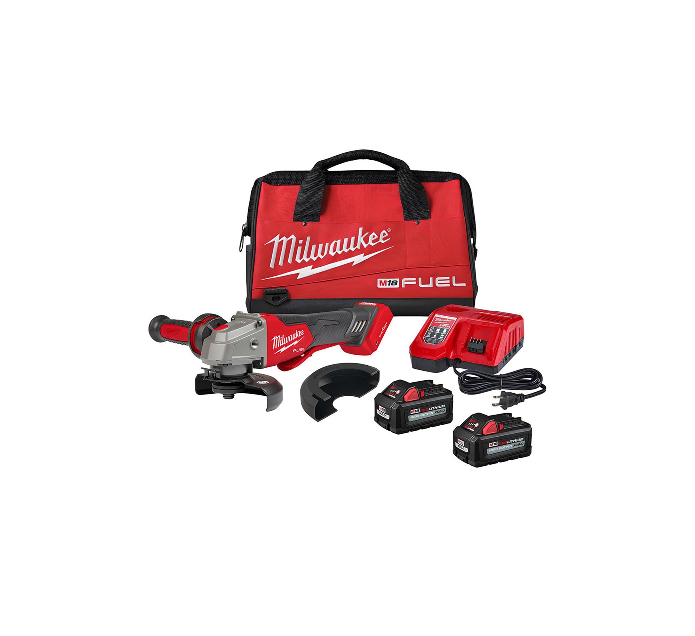 ESMERILADORA MILWAUKEE CON FRENO FUEL M18 DE 4-1/2"- 5" INC. DOS BATERIAS Y CARGADOR ONE-KEY 2882-22