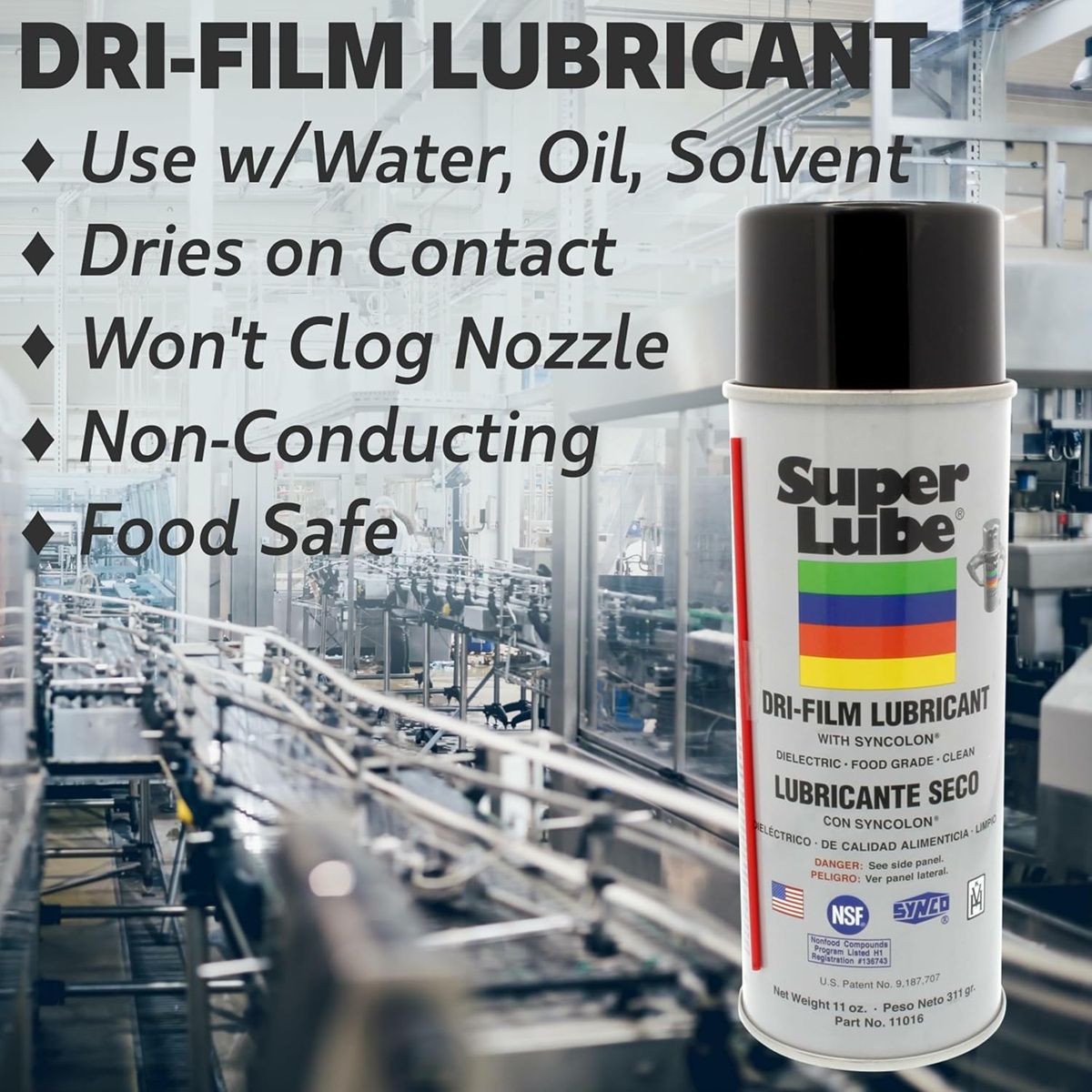 Lubricante en aerosol Super Lube de 11 oz con película de secado rápido y Syncolon. 11016 - Imagen 2