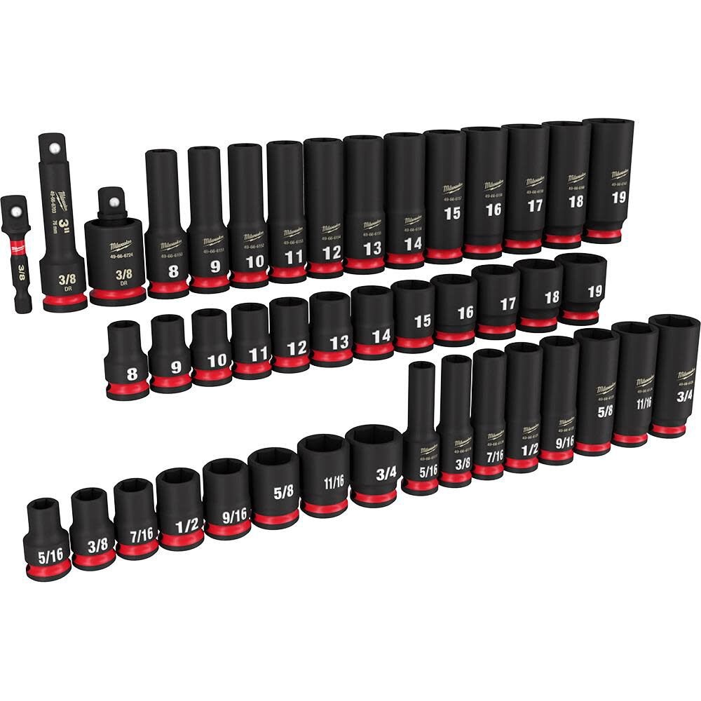 Juego de 43 dados de impacto Milwaukee 49-66-7009 de 3/8" SAE y metrico 6 puntas - Imagen 5