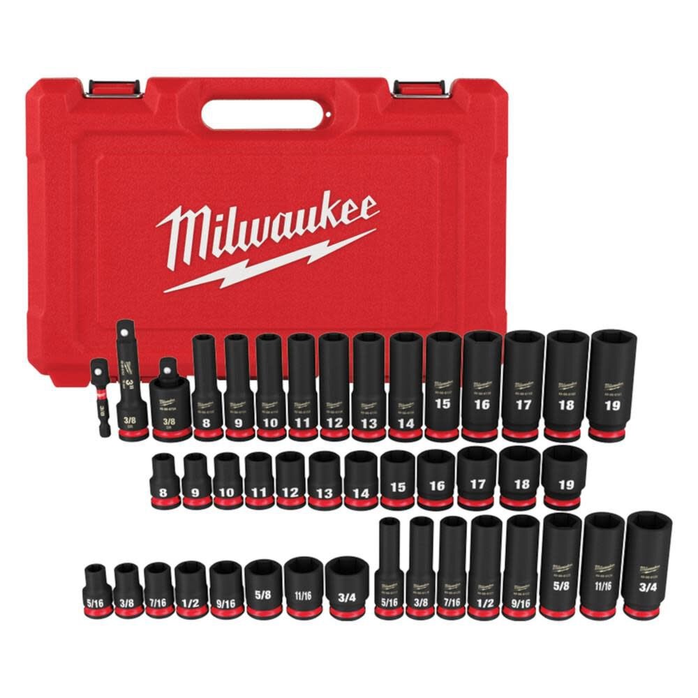 Juego de 43 dados de impacto Milwaukee 49-66-7009 de 3/8" SAE y metrico 6 puntas