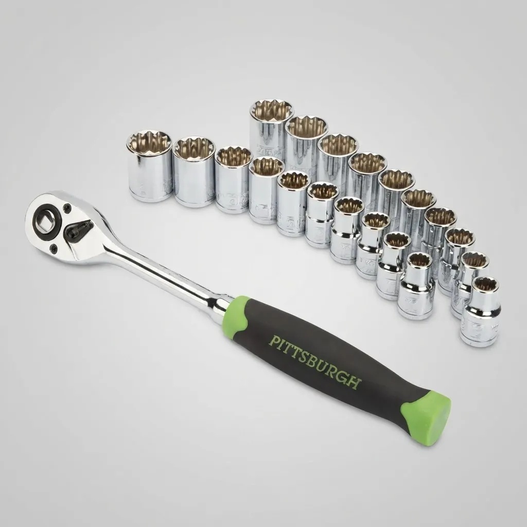 Juego de dados Pittsburgh 62304 de 1/2" 21 piezas con matraca de 1/2"