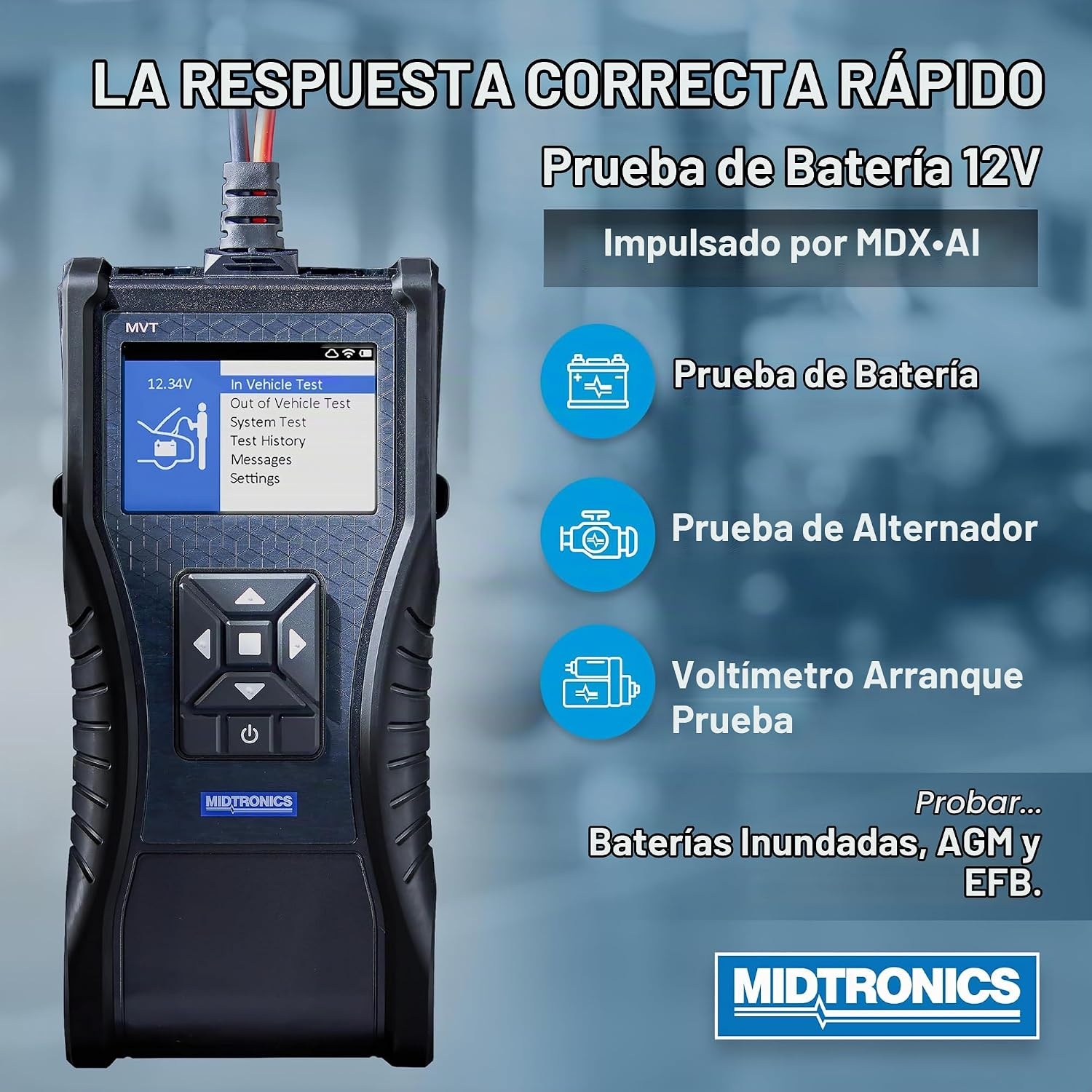 Probador de Batería Portátil Midtronics MVT-200P con impresora - Imagen 3