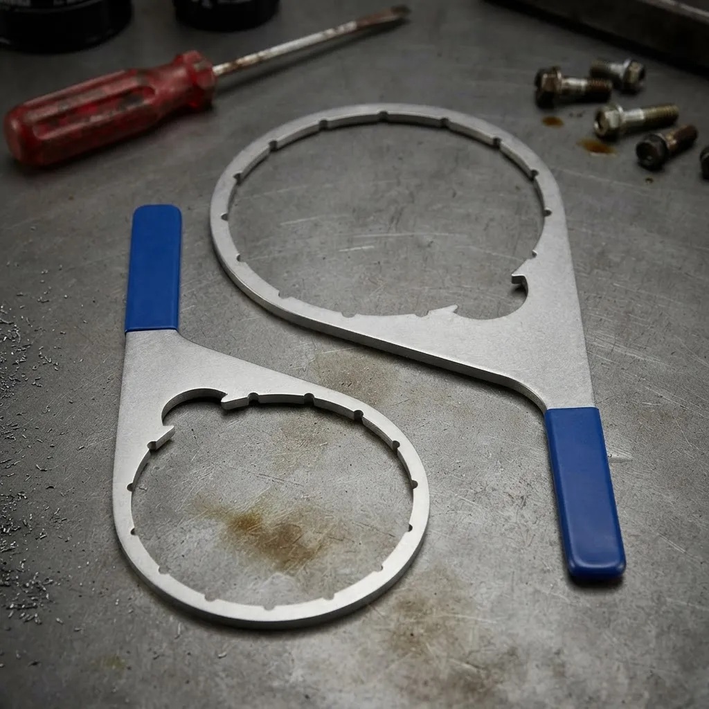Llave de filtro de combustible de 6" y 8" para motores de camiones diesel Detroit, Navistar DD13, DD15 y DD16