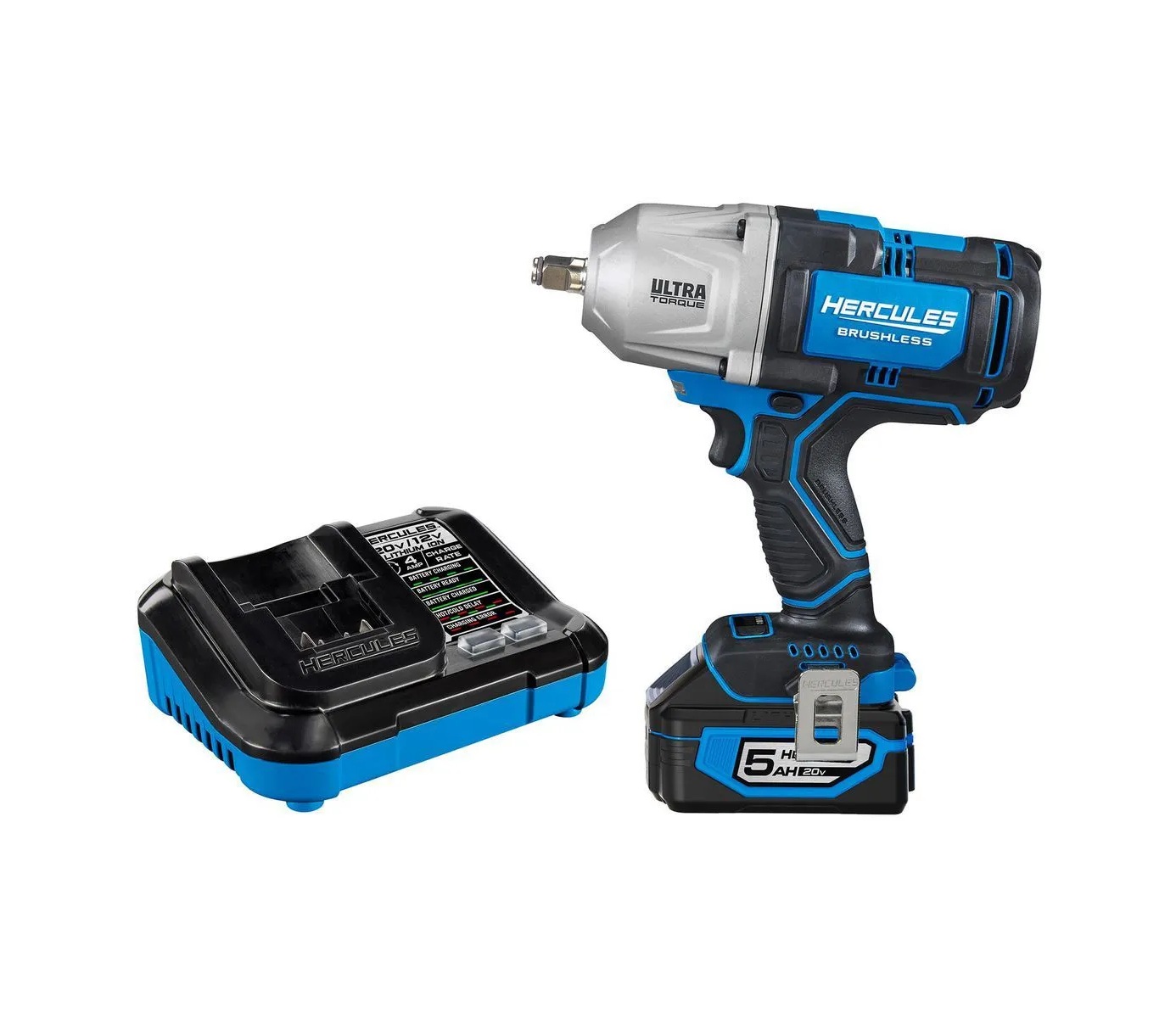 Kit de llave de impacto inalámbrica sin escobillas HERCULES de 20 V de 1/2"